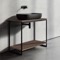 Console Sink Vanity With Matte Black Vessel Sink and Natural Brown Oak Shelf, 35